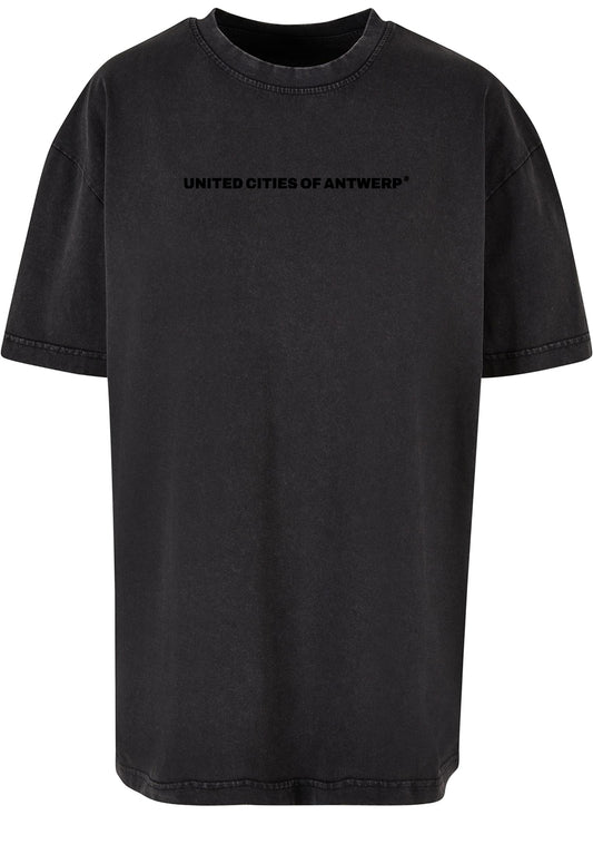 Women's oversized T zwart logo - acid washed