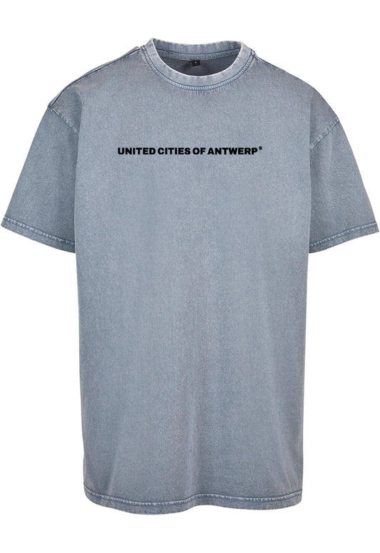 Oversized T-Shirt met zwart logo - acid washed